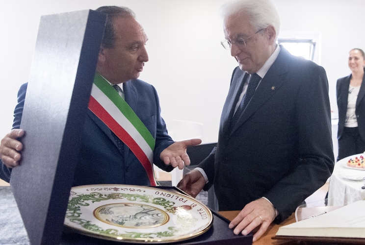 Il Il Presidente Sergio Mattarella con il Sindaco di Foligno, Nando Mismetti 