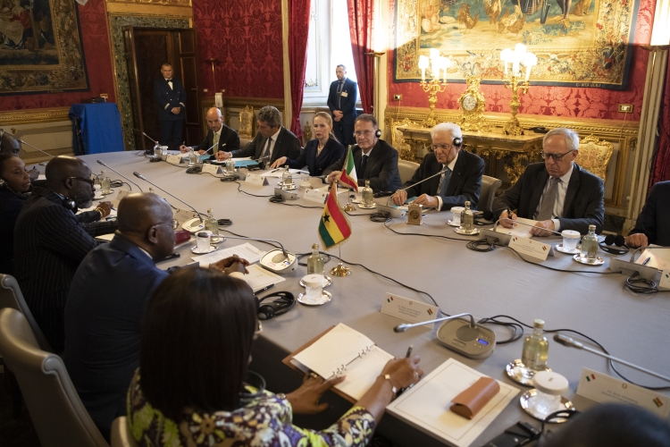 Il Presidente Sergio Mattarella con Nana Addo Dankwa Akufo – Addo, Presidente della Repubblica del Ghana, in occasione dei colloqui
