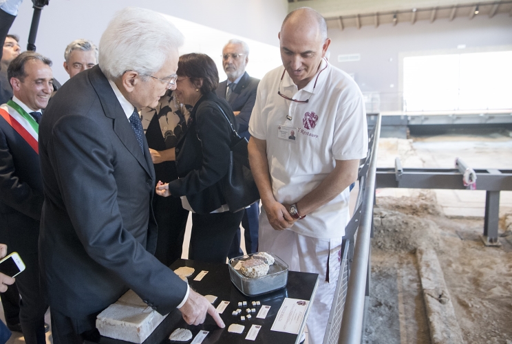 Il Presidente Sergio Mattarella  visita la Villa Romana di Sant’Anna.