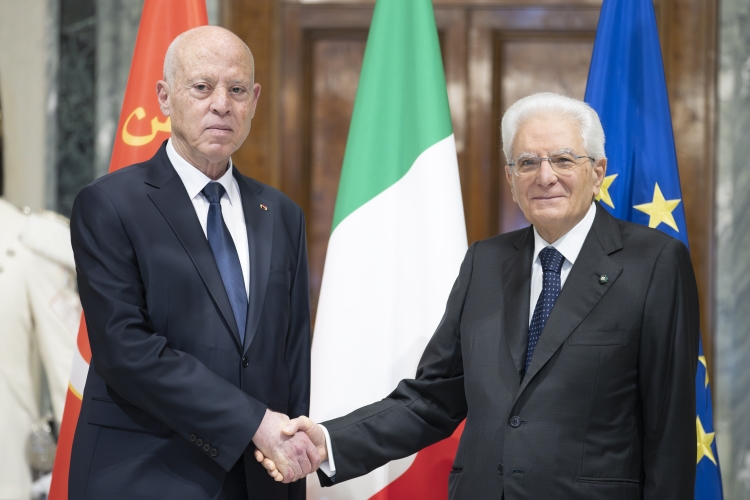 Il Presidente Sergio Mattarella con Kaïs Saïed Presidente della Repubblica Tunisina
