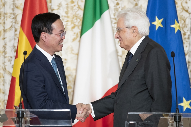 Il Presidente Sergio Mattarella con Võ Văn Thưởng Presidente della Repubblica Socialista del Vietnam,in visita di Stato