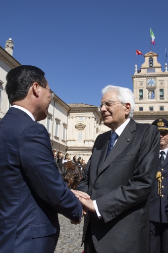 Il Presidente della Repubblica Sergio Mattarella con Võ Văn Thưởng Presidente della Repubblica Socialista del Vietnam,in occasione del saluto di commiato al termine della visita di Stato
