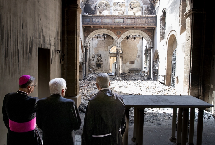 Il Presidente Sergio Mattarella visita la chiesa di Santa Maria di Gesù distrutta dalle fiamme
