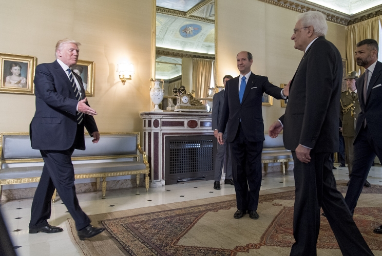 Il Presidente della Repubblica Sergio Mattarella, Donald J. Trump  
