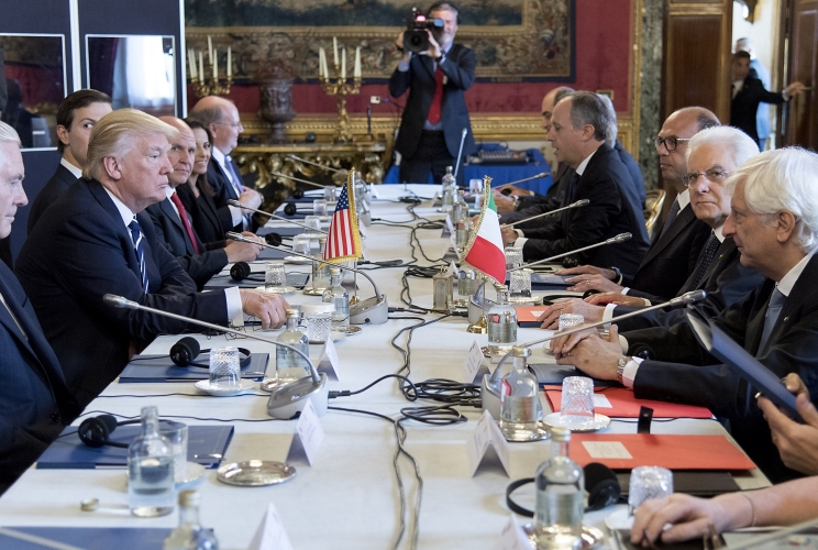 Il Presidente della Repubblica Sergio Mattarella nel corso dei colloqui con il Presidente Trump 