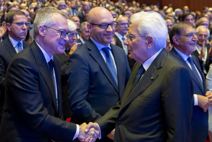 Il Presidente Sergio Mattarella con il Presidente di Confindustria Carlo Bonomi