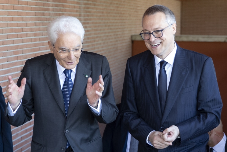 Il Presidente Sergio Mattarella con il Presidente di Confindustria Carlo Bonomi