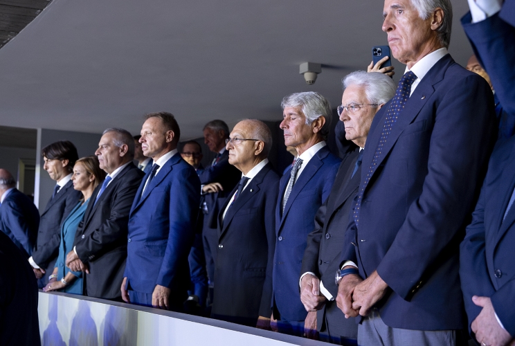 Roma - Il Presidente della Repubblica Sergio Mattarella alla finale del Campionato europeo di pallavolo maschile