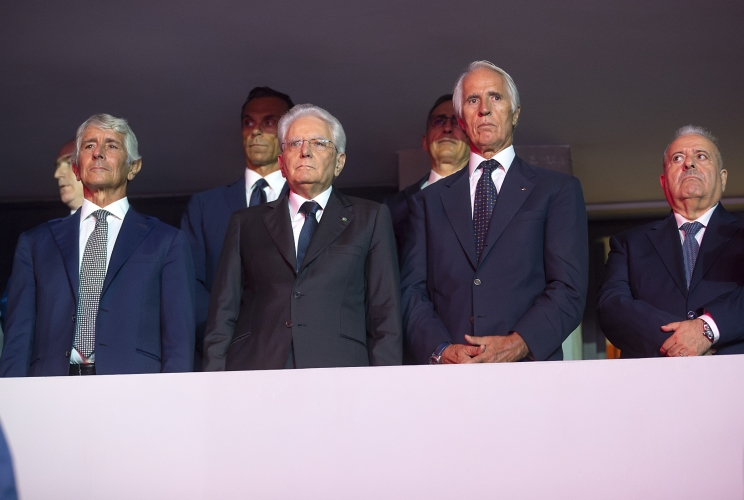 Roma - Il Presidente della Repubblica Sergio Mattarella alla finale del Campionato europeo di pallavolo maschile