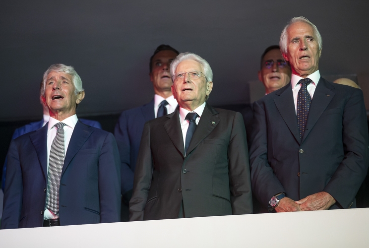 Roma - Il Presidente della Repubblica Sergio Mattarella alla finale del Campionato europeo di pallavolo maschile