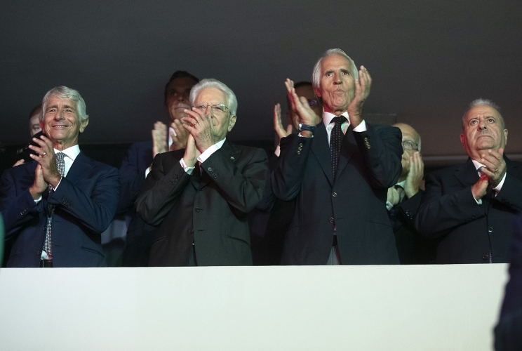 Roma - Il Presidente della Repubblica Sergio Mattarella alla finale del Campionato europeo di pallavolo maschile