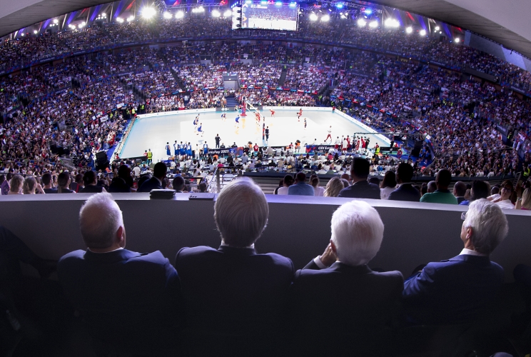 Roma - Il Presidente della Repubblica Sergio Mattarella alla finale del Campionato europeo di pallavolo maschile