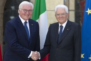 Il Presidente della Repubblica Sergio Mattarella con il Presidente della Repubblica Federale di Germania Frank-Walter Steinmeier al Castello Maniace