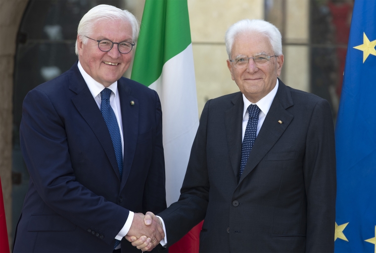 Il Presidente della Repubblica Sergio Mattarella con il Presidente della Repubblica Federale di Germania Frank-Walter Steinmeier al Castello Maniace