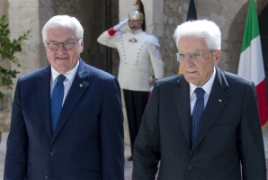 Il Presidente della Repubblica Sergio Mattarella con il Presidente della Repubblica Federale di Germania Frank-Walter Steinmeier al Castello Maniace