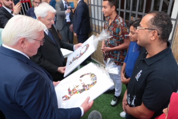 Il Presidente Sergio Mattarella con il Presidente della Repubblica Federale di Germania Frank-Walter Steinmeier visitano l’Associazione Don Bosco 2000