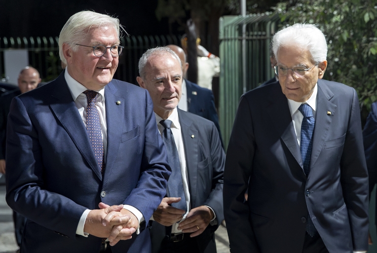 Il Presidente Sergio Mattarella e il Presidente della Repubblica Federale di Germania al teatro Greco di Siracusa, in occasione della rappresentazione teatrale “Ulisse, l’ultima Odissea”