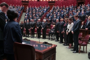 Il Presidente della Repubblica Sergio Mattarella alle Esequie di Stato con commemorazione del Presidente Emerito della Repubblica Giorgio Napolitano   
