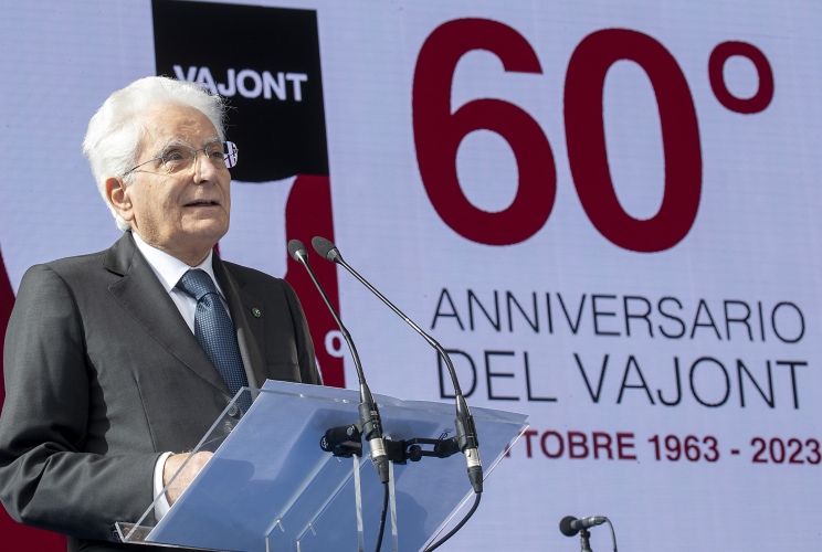 Il Presidente della Repubblica Sergio Mattarella alla cerimonia commemorativa del 60° anniversario del disastro del Vajont 