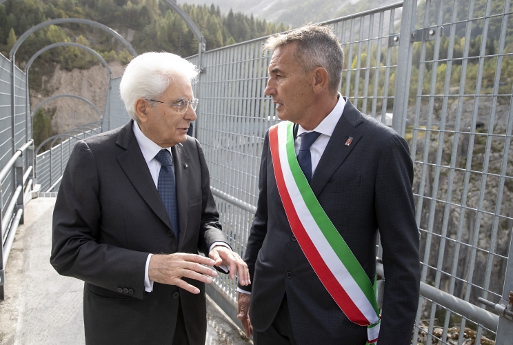 Il Presidente della Repubblica Sergio Mattarella alla diga del Vajont