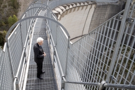 Il Presidente della Repubblica Sergio Mattarella alla diga del Vajont