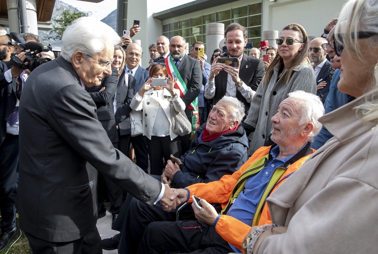 Il Presidente della Repubblica Sergio Mattarella alla diga del Vajont