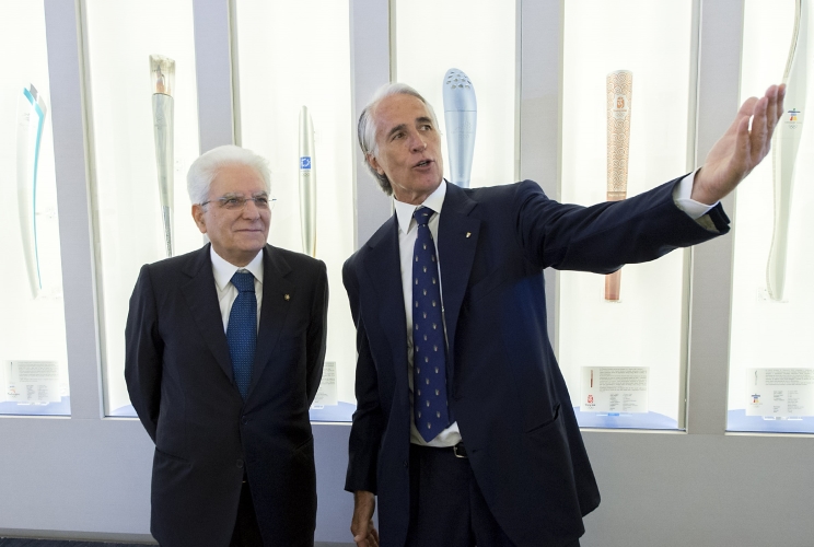 Il Presidente Sergio Mattarella al Foro Italico con Malagò