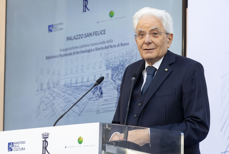 Il Presidente Sergio Mattarella all'inaugurazione del cantiere della nuova sede della Biblioteca Nazionale di Archeologia e Storia dell’Arte di Roma