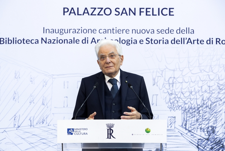 Il Presidente Sergio Mattarella all'inaugurazione del cantiere della nuova sede della Biblioteca Nazionale di Archeologia e Storia dell’Arte di Roma