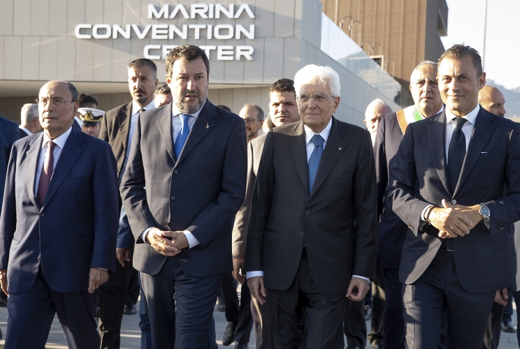 Il Presidente della Repubblica Sergio Mattarella alla cerimonia d'inaugurazione del Palermo Marina Yachting

