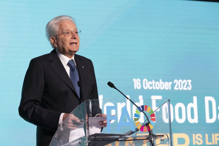 Il Presidente della Repubblica Sergio Mattarella alla cerimonia di apertura della Giornata Mondiale dell'Alimentazione