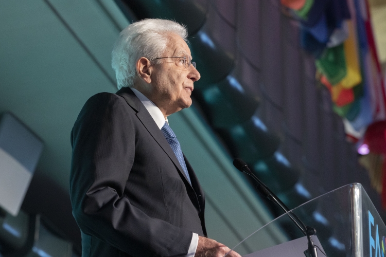 Il Presidente della Repubblica Sergio Mattarella alla cerimonia di apertura della Giornata Mondiale dell'Alimentazione