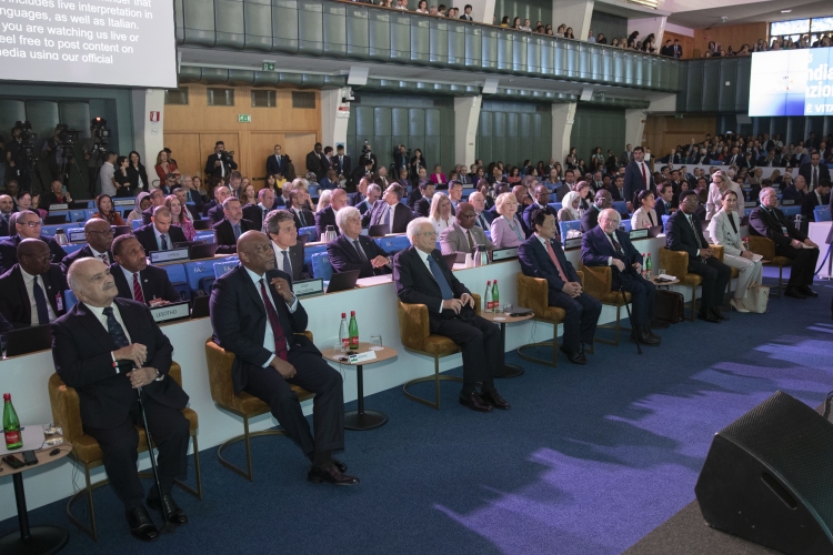 Il Presidente della Repubblica Sergio Mattarella alla cerimonia di apertura della Giornata Mondiale dell'Alimentazione