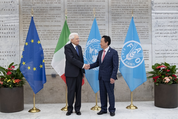 Il Presidente della Repubblica Sergio Mattarella alla cerimonia di apertura della Giornata Mondiale dell'Alimentazione