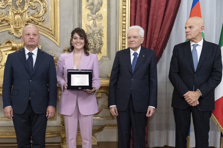 Il Presidente della Repubblica Sergio Mattarella consegna il Premio “Eni Joule for Entrepreneurship” a RECO2, startup di Pontecorvo (Frosinone),ritira il premio l’ingegnere Désirée Farletti
