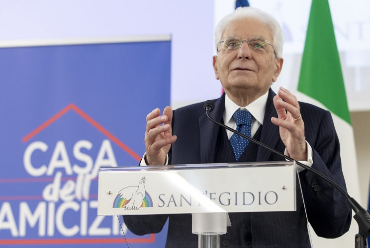 Il Presidente Sergio Mattarella in occasione della visita alla “Casa dell’Amicizia” della comunità di Sant’Egidio