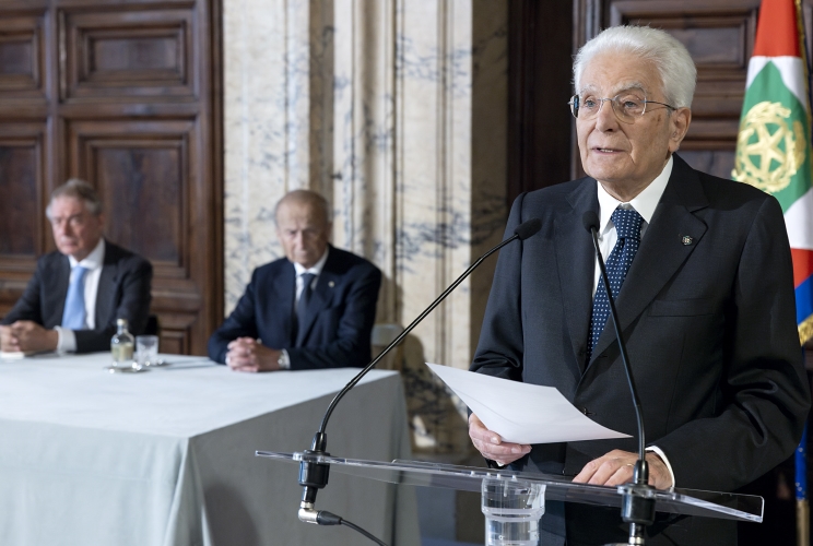 Il Presidente Sergio Mattarella in occasione della cerimonia di consegna delle insegne di Cavaliere dell’Ordine “Al Merito del Lavoro” ai Cavalieri del Lavoro nominati il 2 giugno 2023 
