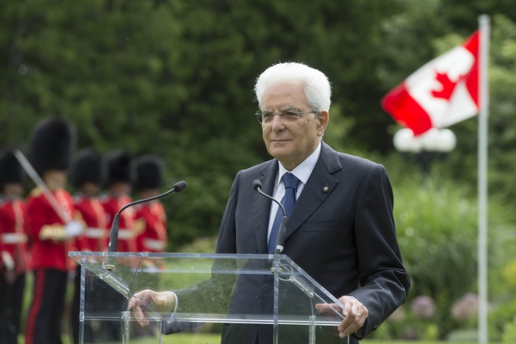 Il Presidente della Repubblica Sergio Mattarella nel corso delle dichiarazioni alla stampa 