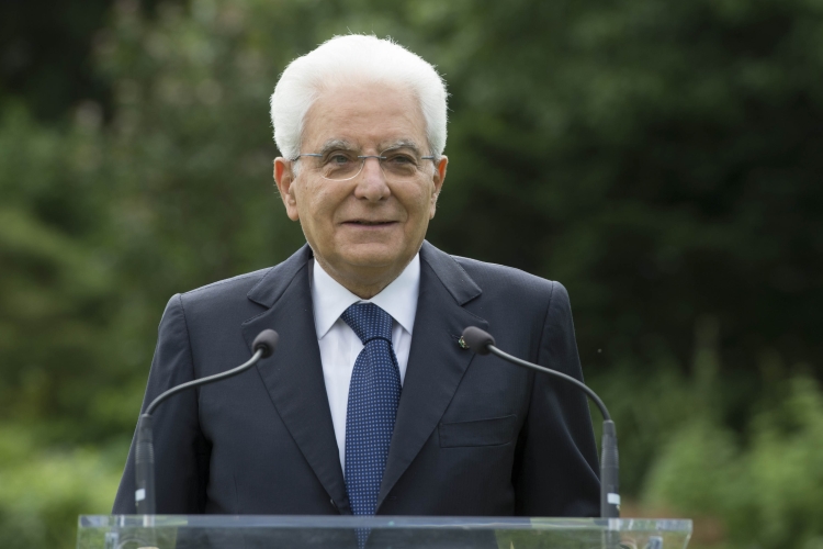 Il Presidente della Repubblica Sergio Mattarella nel corso delle dichiarazioni alla stampa 