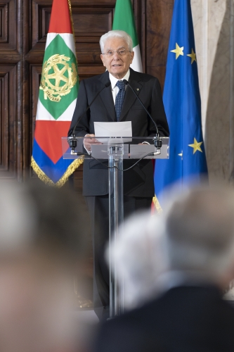 Il Presidente Sergio Mattarella in occasione della cerimonia di consegna delle insegne di Cavaliere dell’Ordine “Al Merito del Lavoro” ai Cavalieri del Lavoro nominati il 2 giugno 2023
