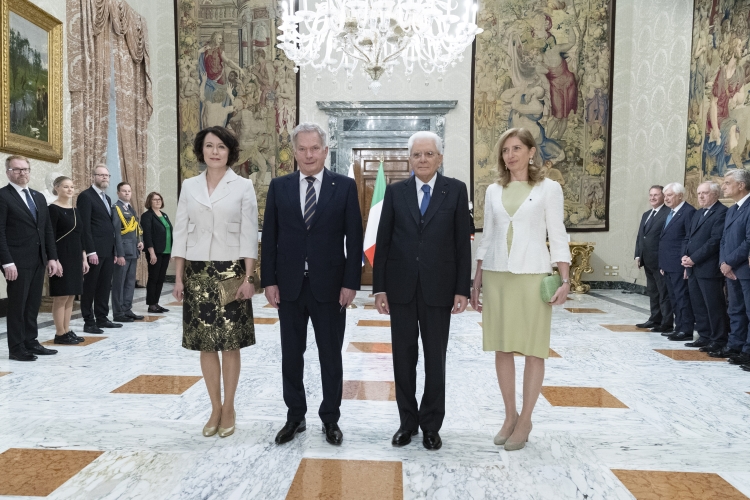 Il Presidente della Repubblica Sergio Mattarella e la Sig.ra Laura con Sauli Niinistö, Presidente della Repubblica di Finlandia e la Sig.ra Jenni Elina Haukio, in visita di Stato

