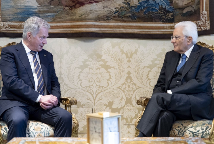 Il Presidente della Repubblica Sergio Mattarella nel corso dei colloqui con Sauli Niinistö, Presidente della Repubblica di Finlandia, in visita di Stato