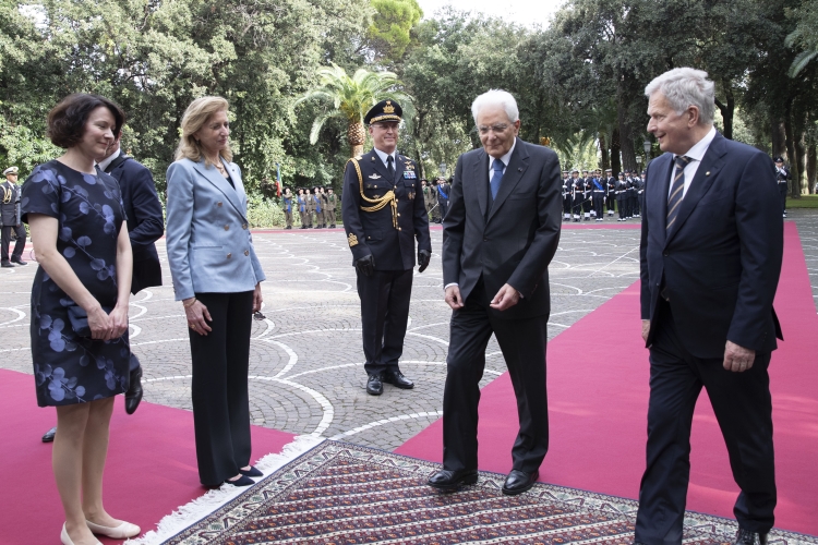 Il Presidente della Repubblica Sergio Mattarella e la Sig.ra Laura con Sauli Niinistö, Presidente della Repubblica di Finlandia e la Sig.ra Jenni Elina Haukio,in visita di Stato
