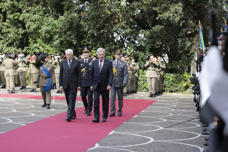 Il Presidente della Repubblica Sergio Mattarella e la Sig.ra Laura con Sauli Niinistö, Presidente della Repubblica di Finlandia e la Sig.ra Jenni Elina Haukio,in visita di Stato
