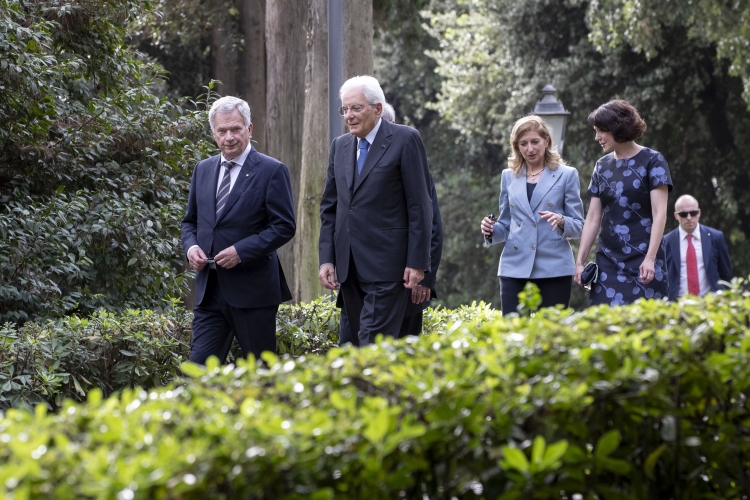 Il Presidente della Repubblica Sergio Mattarella e la Sig.ra Laura con Sauli Niinistö, Presidente della Repubblica di Finlandia e la Sig.ra Jenni Elina Haukio,in visita di Stato
