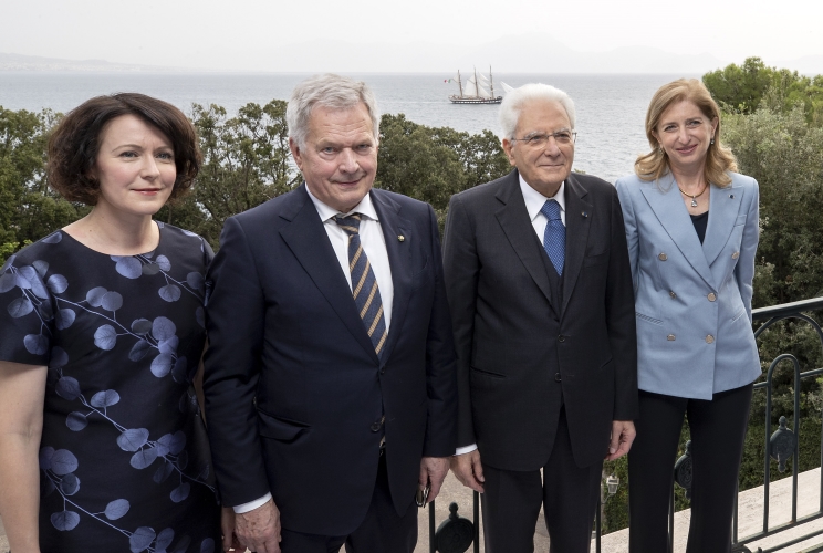 Il Presidente della Repubblica Sergio Mattarella  e la Sig.ra Laura con Sauli Niinistö, Presidente della Repubblica di Finlandia e la Sig.ra Jenni Elina Haukio,in visita di Stato