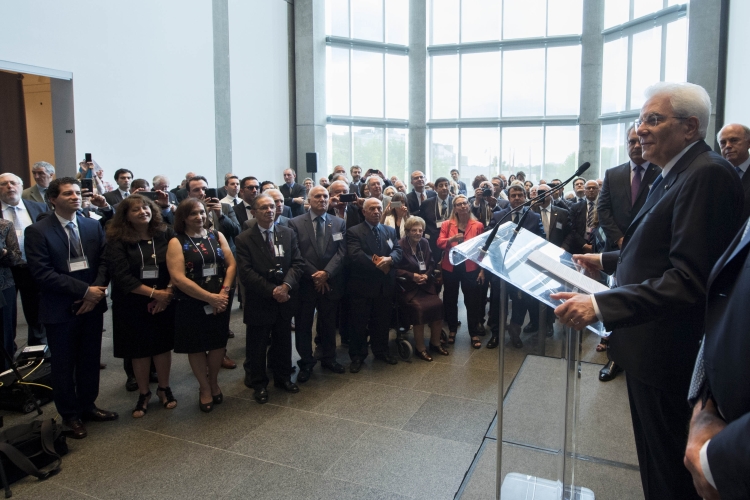Il Presidente Sergio Mattarella nel corso dell'incontro con la collettività italiana alla National Gallery of Canada