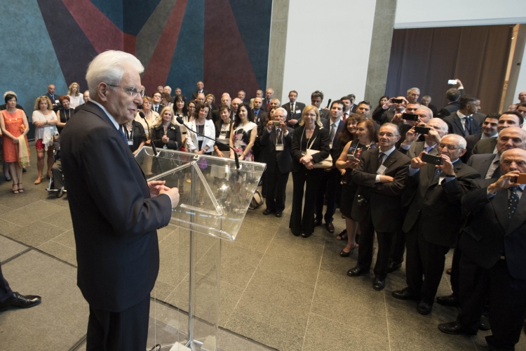 Il Presidente Sergio Mattarella nel corso dell'incontro con la collettività italiana alla National Gallery of Canada