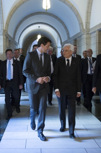 Il Presidente Sergio Mattarella con il Primo Ministro del Canada 