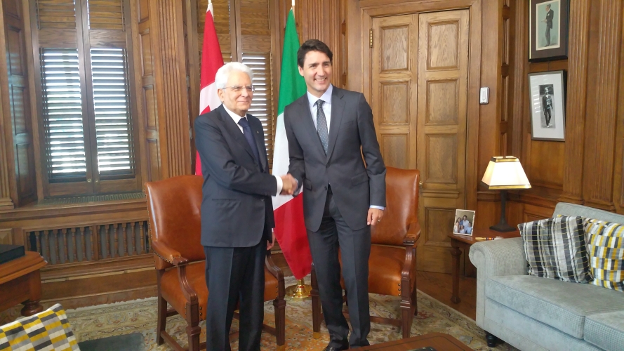 Il Presidente Sergio Mattarella con il Primo Ministro del Canada 